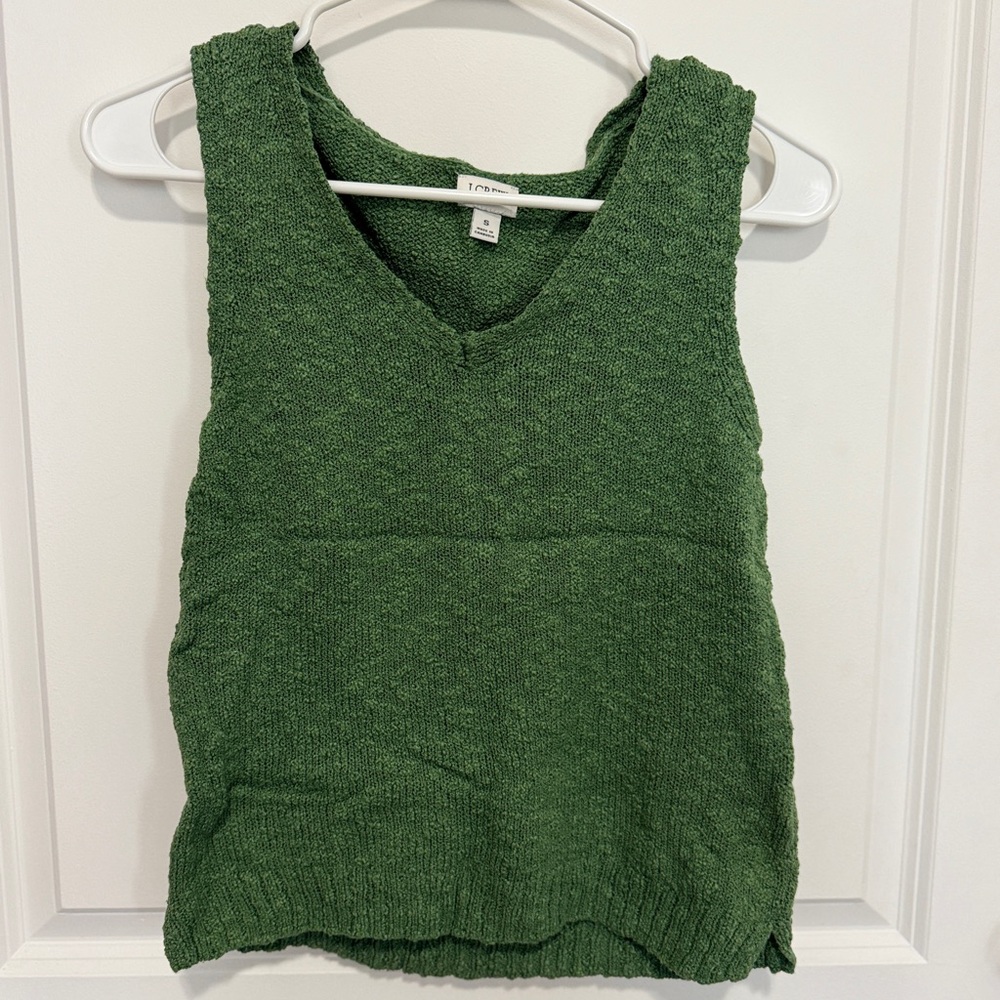 J Crew Green Sleeveless Sweater Top